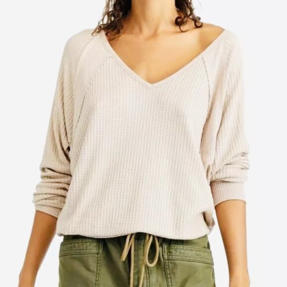 Free People Women's Santa Clara Thermal Long Sleeve Pullover White Size M - Picture 2 of 10